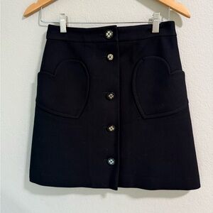 Kate Spade Black Mini Skirt with Heart Pockets Size 2
